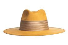Load image into Gallery viewer, Mustard Metallic Band Wool Hat
