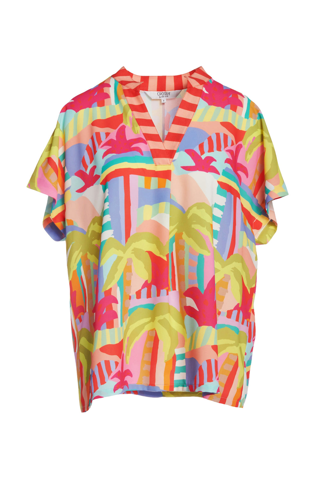 Ines Oversize Tropical V-Neck Top
