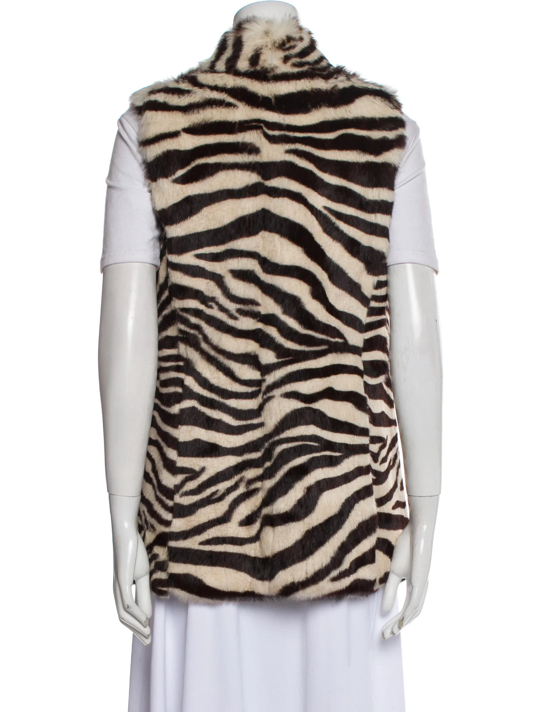 Lafayette 148 New York Zebra Print Rabbit Fur Vest