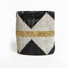 Load image into Gallery viewer, Black Ivory &amp; Gold Stretch Beaded Bracelet
