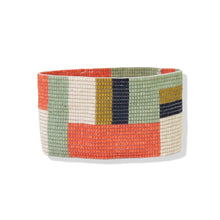 Load image into Gallery viewer, Color Block Orange, MInt, Ivory Stretch Bead Bracelet
