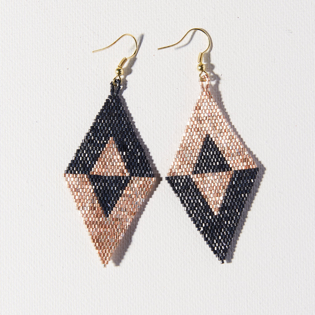 Rose Gold and Navy Mirror Image Luxe Earrings