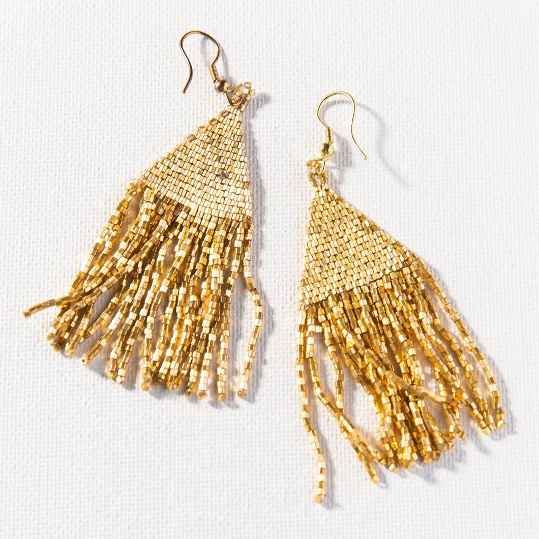 Gold Luxe Beaded Fringe Earrings