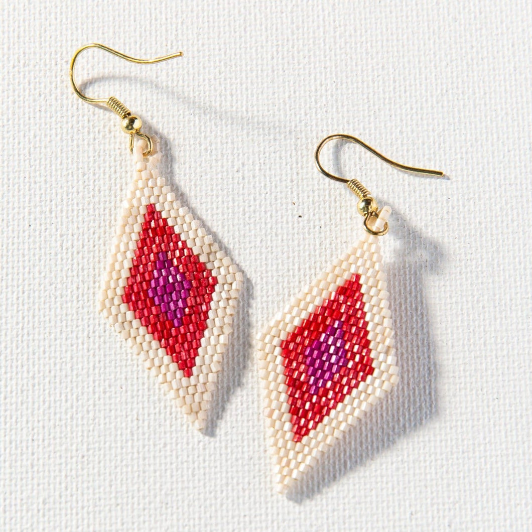 Diamond Ivory, Red, Pink Luxe Mirror Image Earrings