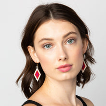 Load image into Gallery viewer, Diamond Ivory, Red, Pink Luxe Mirror Image Earrings

