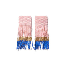 Load image into Gallery viewer, Fringe Stripe Bead Earrings - Blue &amp; Blush

