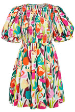Load image into Gallery viewer, Lizzy Bright Tulips Puff Sleeve Smocked Dress
