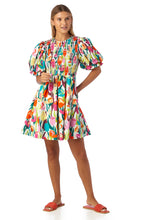 Load image into Gallery viewer, Lizzy Bright Tulips Puff Sleeve Smocked Dress
