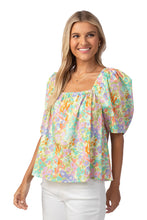 Load image into Gallery viewer, Square Neck Puff Sleeve Pastel Floral Top
