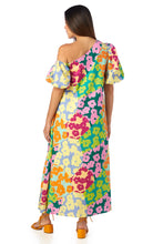 Load image into Gallery viewer, Bright Floral Patchwork Asymmetrical Neck Maxi Dress
