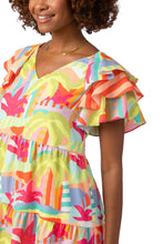 Load image into Gallery viewer, Tiered Tropical Ruffle Sleeve Dress
