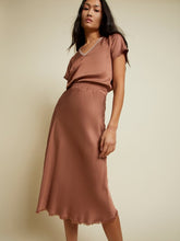 Load image into Gallery viewer, Camel Sateen Bias Cut Skirt
