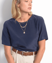 Load image into Gallery viewer, Silk T-Shirt in Navy
