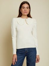 Load image into Gallery viewer, Ivory Long Sleeve Oversized Peter Pan Collar Tee
