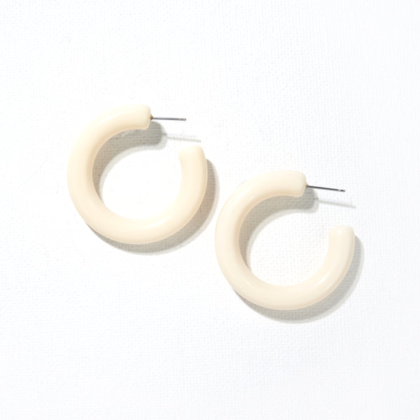 Resin Hoop Earrings - Ivory