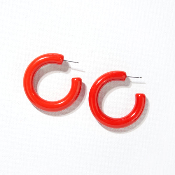 Resin Hoop Earrings - Red