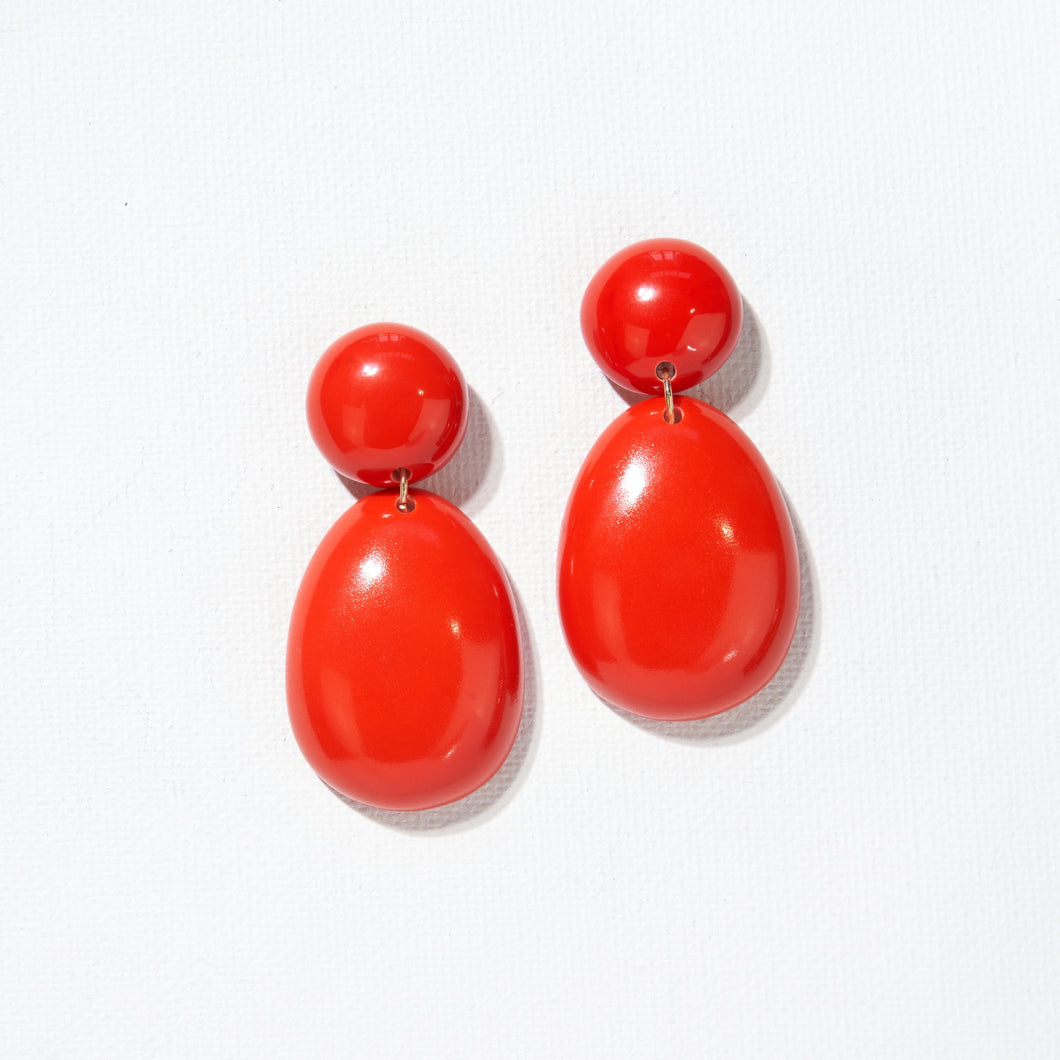 Resin Double Drop Earrings - Red