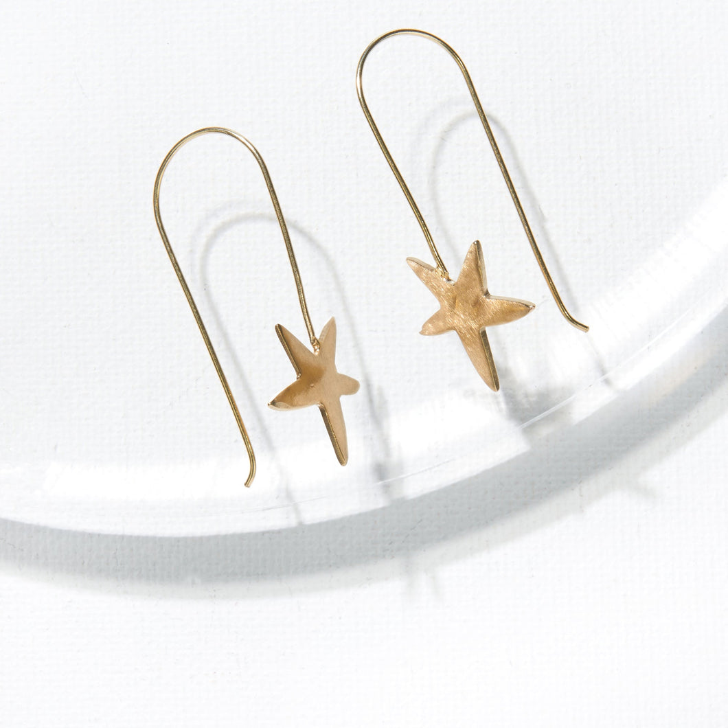 Brass Star Threader Earrings