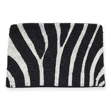 Load image into Gallery viewer, Black and White Zebra Beaded Clutch
