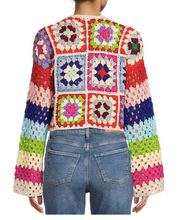 Load image into Gallery viewer, ELAN Rainbow Crochet Cropped Cardigan- L
