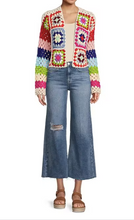 Load image into Gallery viewer, ELAN Rainbow Crochet Cropped Cardigan- L
