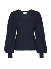Load image into Gallery viewer, Tabitha Full Sleeve Deep V-Neck Tee - Navy
