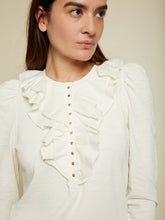 Load image into Gallery viewer, Ivory Tommie Long Sleeve Ruffle Henley
