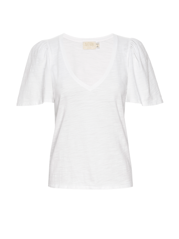 Vicky Flutter Sleeve Tee - White