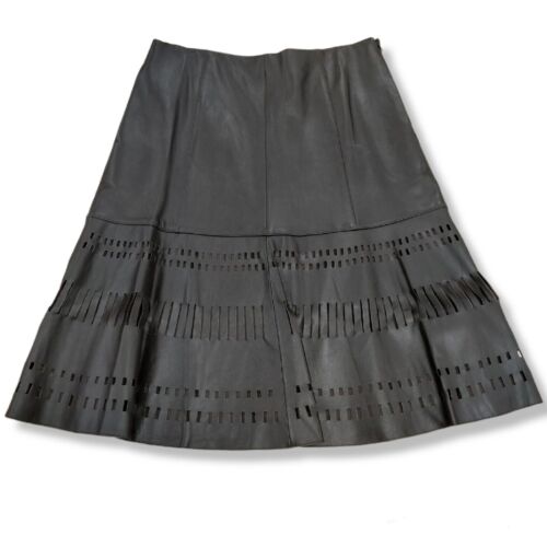 Worth Black Genuine Leather Skirt- 4