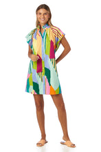 Load image into Gallery viewer, Bright Print Cotton Ruffle Collar Shirt Dress
