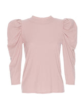 Load image into Gallery viewer, Light Pink High Neck 3/4 Puff Sleeve Tee
