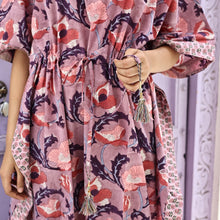 Load image into Gallery viewer, Pink and Purple Block Printed Kaftan Maxi Dress
