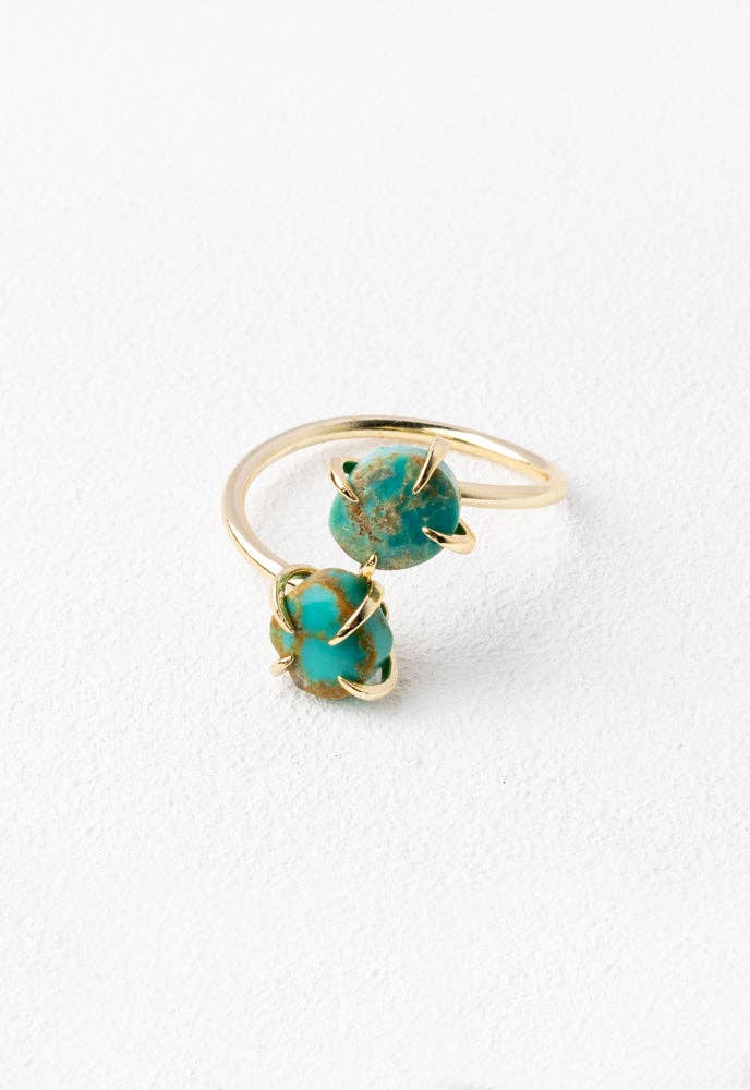 Spirited Two-Stone Turquoise Ring