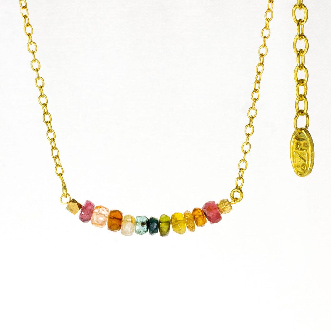 Gold Rainbow Beaded Necklace