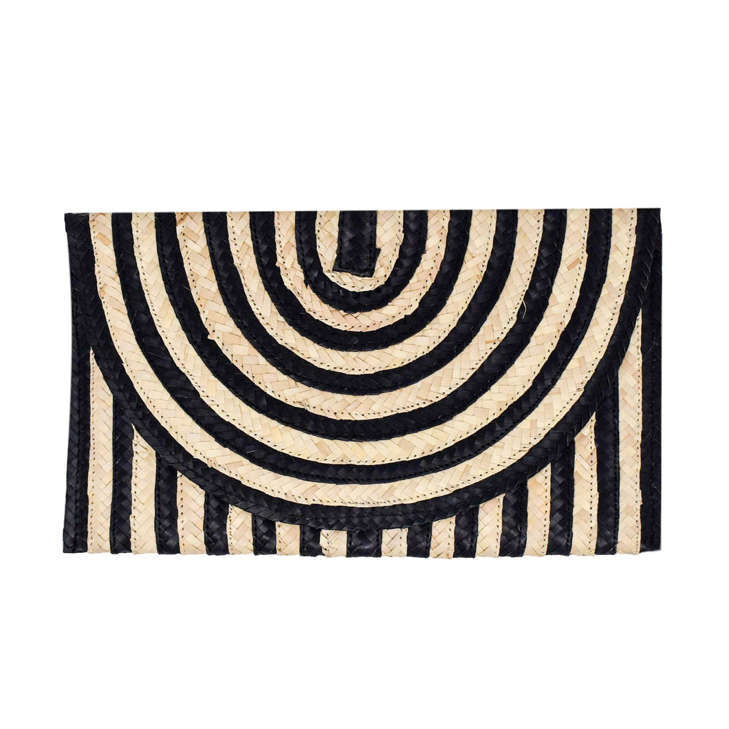Black & Natural Straw Claire Clutch -
