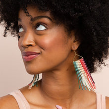 Load image into Gallery viewer, Color Striped Beaded Fringe Earrings
