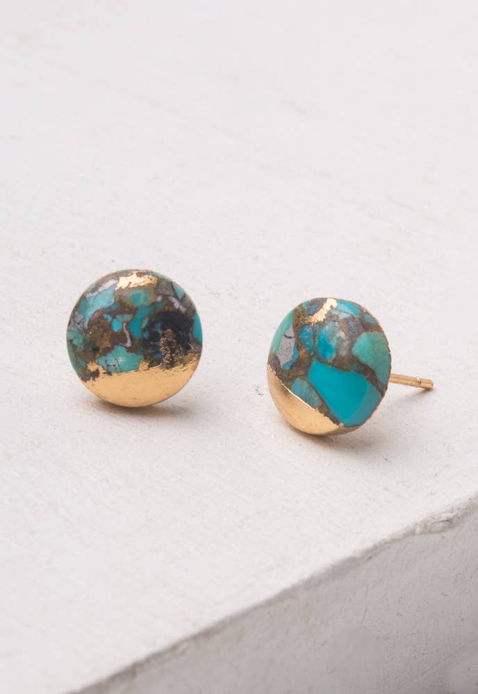 Gold Dipped Turquoise Stud Earrings