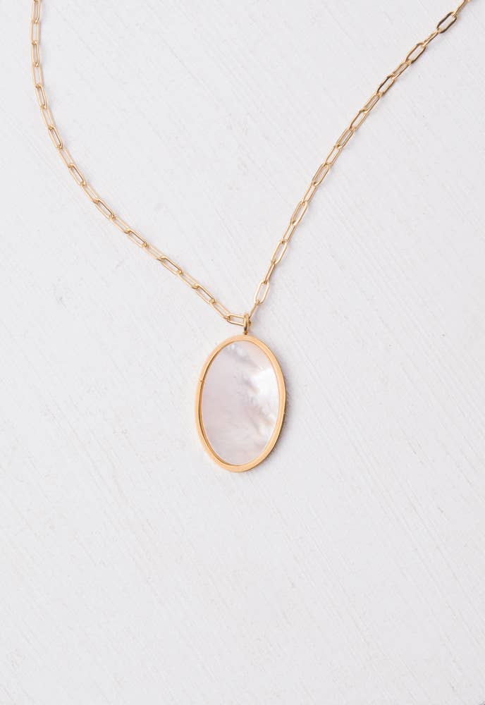 Oval Mother of Pearl Hope Necklace