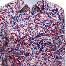 Load image into Gallery viewer, Talbots Red, White, and Blue Paisley Blouse - Small
