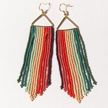 Load image into Gallery viewer, Color Striped Beaded Fringe Earrings
