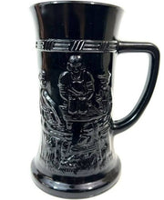 Load image into Gallery viewer, Vintage Indiana Glass Tiara Black Beer Stein Tavern Scene Mug
