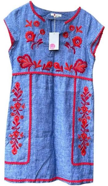 Boden Embroidered Denim Dress - Size 6P