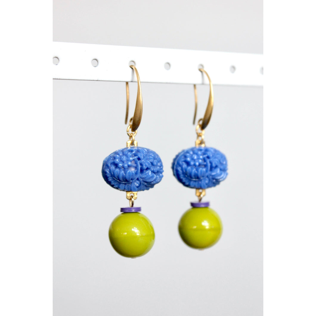 Blue Vintage Glass Earrings