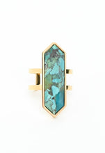 Load image into Gallery viewer, Wild and Free Turquoise &amp; Gold Statement Ring
