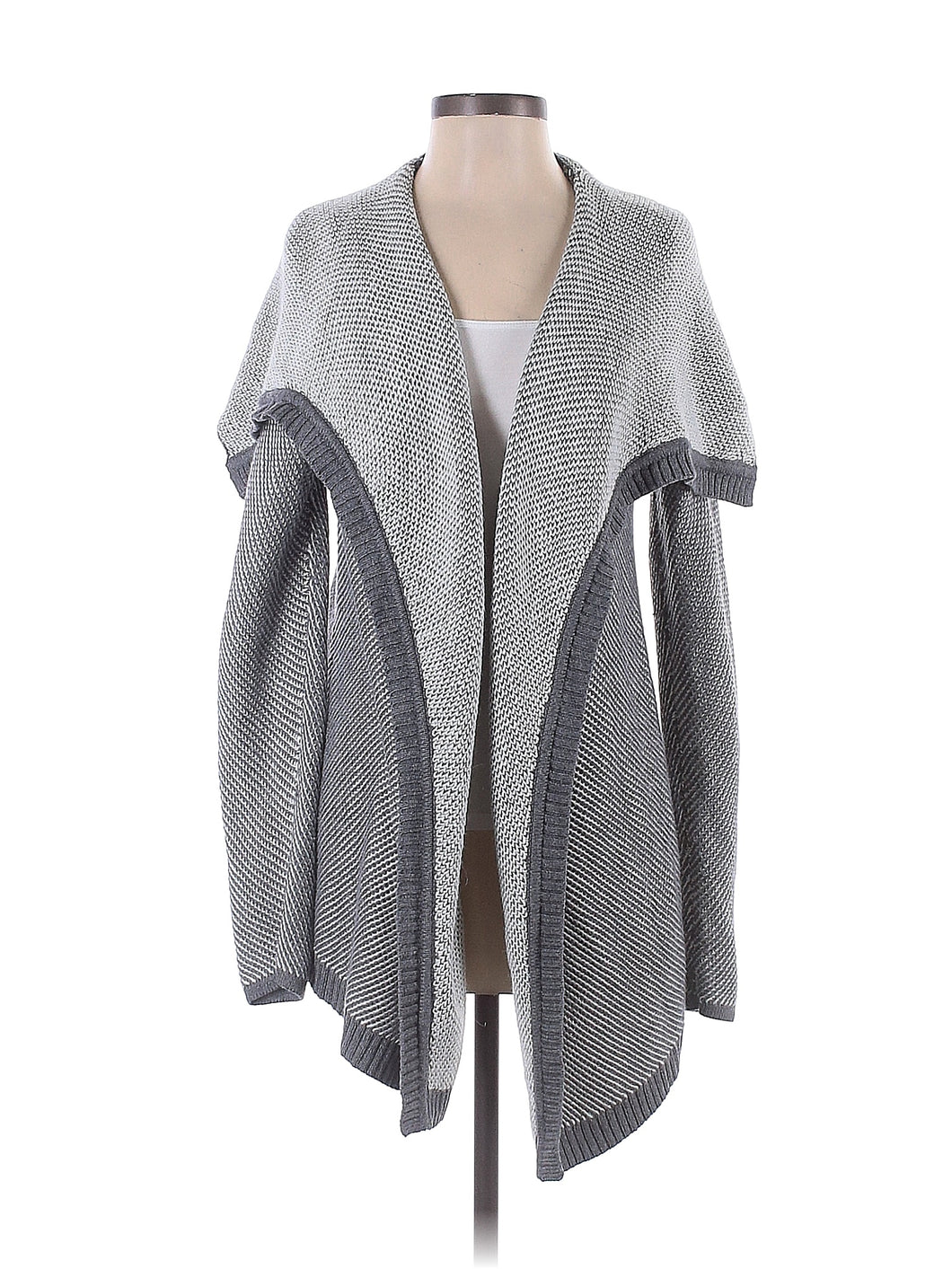 Ann Taylor Chunky Grey and White Cardigan - Large