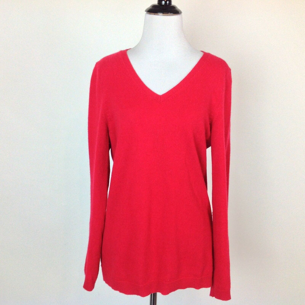 Talbots Red Cashmere V-Neck Sweater - Large Petit