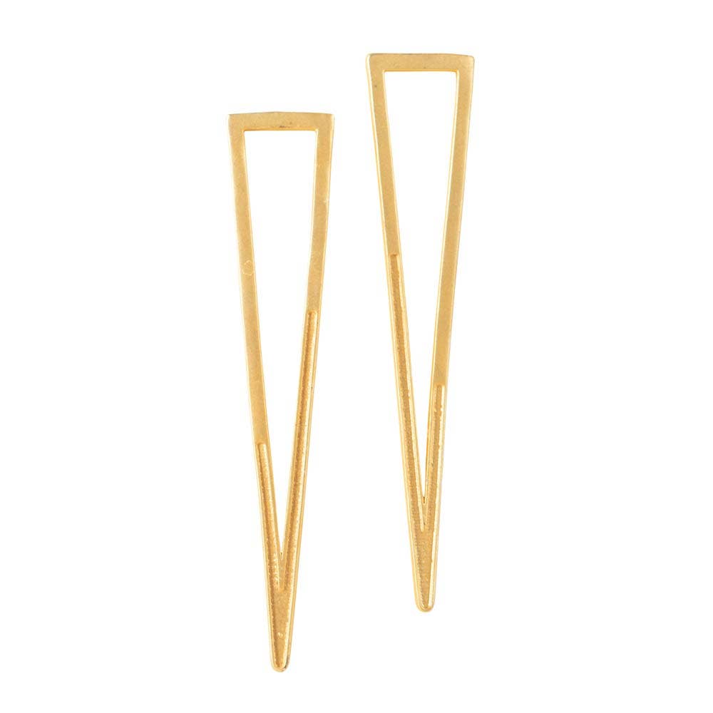 Gold Tall Triangle Earrings
