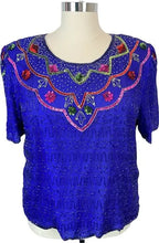 Load image into Gallery viewer, Cervelle Vintage Beaded Royal Blue Top - 1XL
