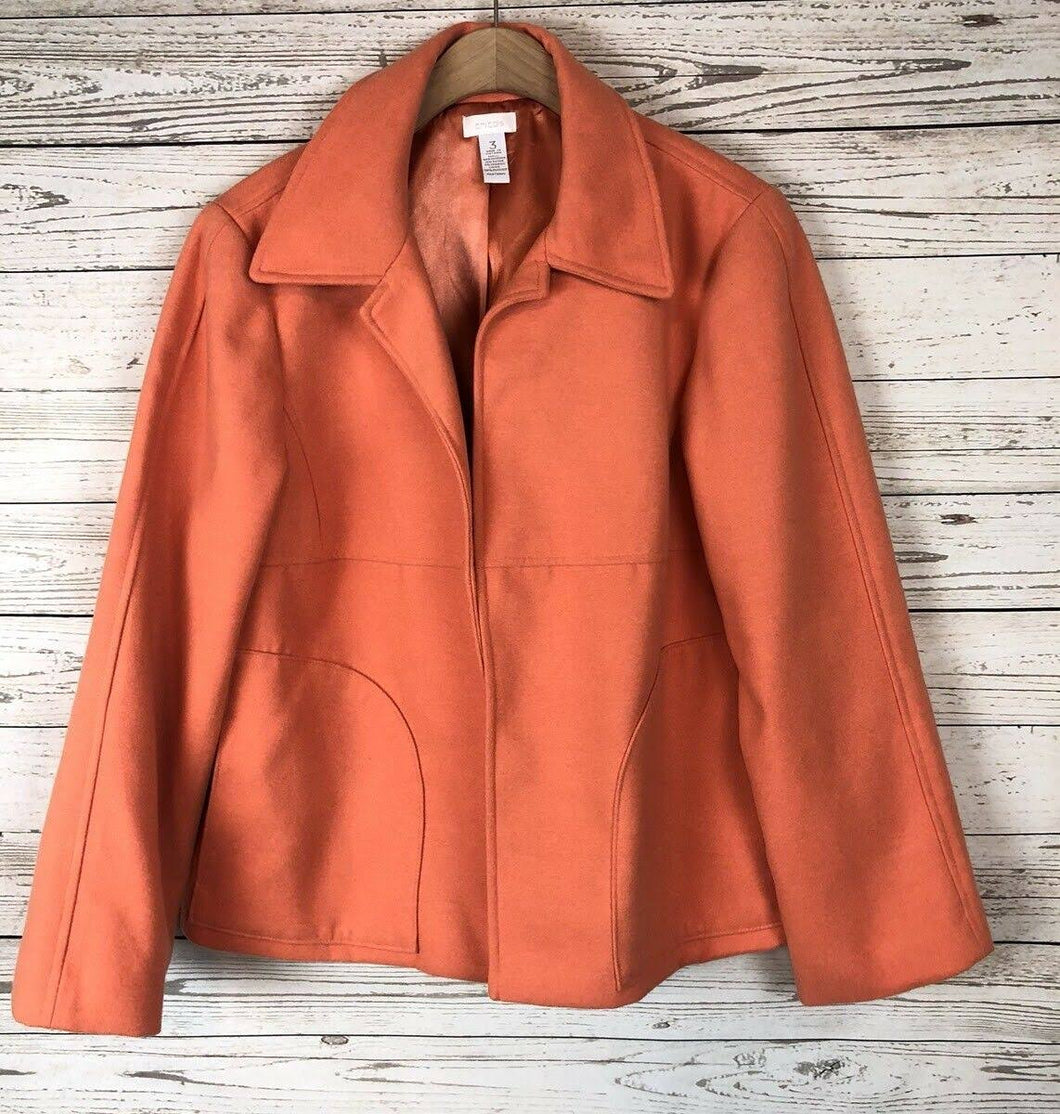 Thrifted Orange Fleece Open Jacket - Large