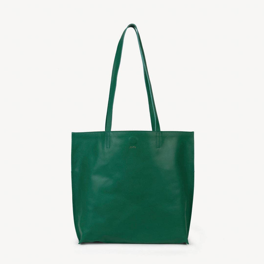 Everyday Leather Tote - Kelly Green